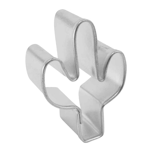 A side-angle view of the mini cactus cookie cutter, showing its depth and reinforced edge for easy handling.