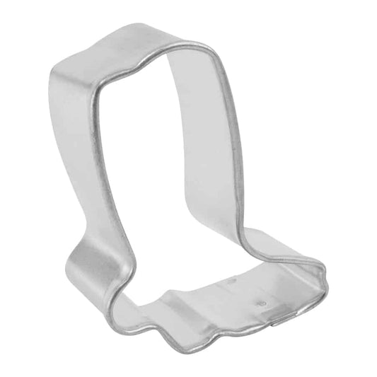 Side view of the mini cowboy boot cookie cutter, showing its sturdy design.