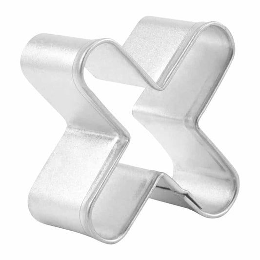 Side view of the mini "X" cookie cutter, highlighting its depth and sturdy construction.
