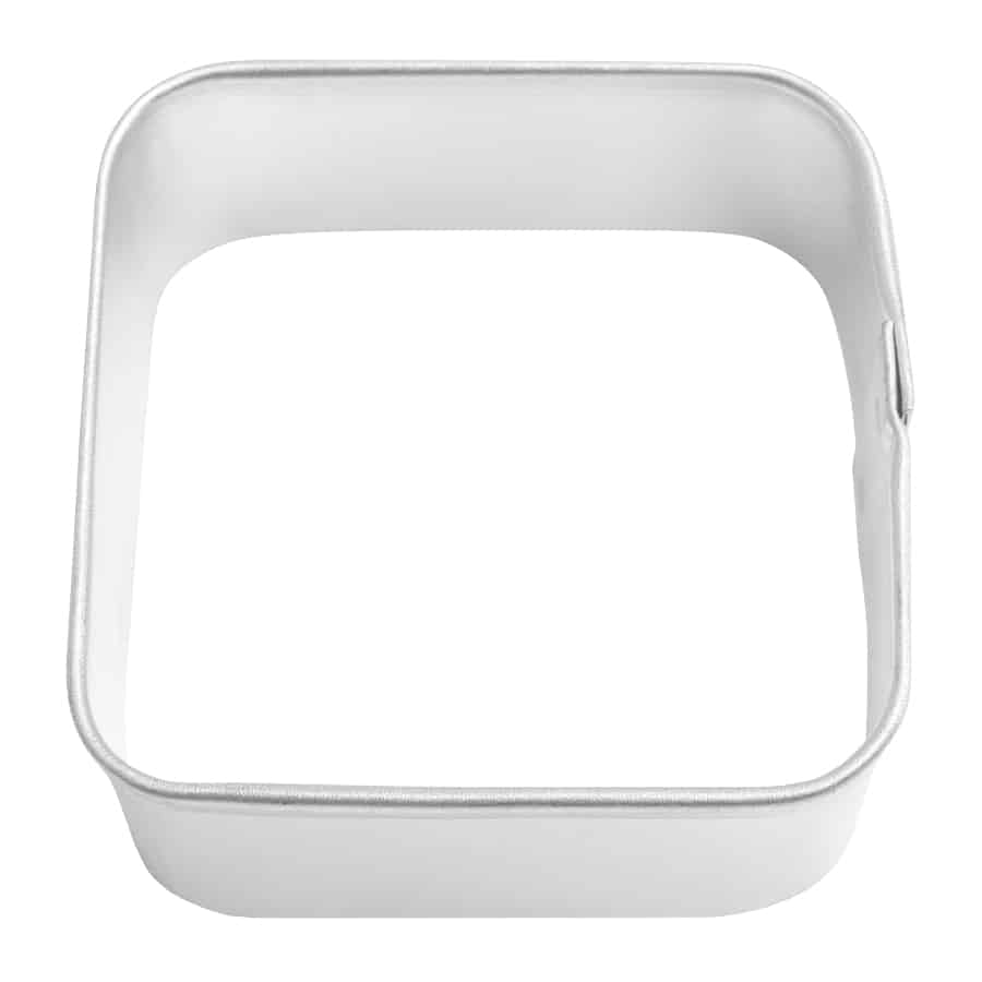 A metal mini square cookie cutter with smooth, even edges for uniform shapes.