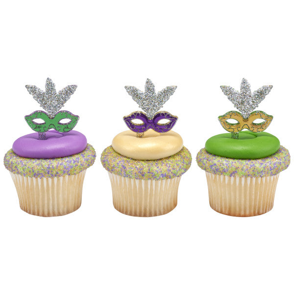 Mardi Gras Glitter Mask Cupcake Picks