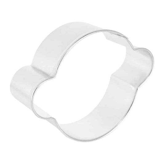 Side view of a monkey face cookie cutter, showing its curved design and sturdy edges.