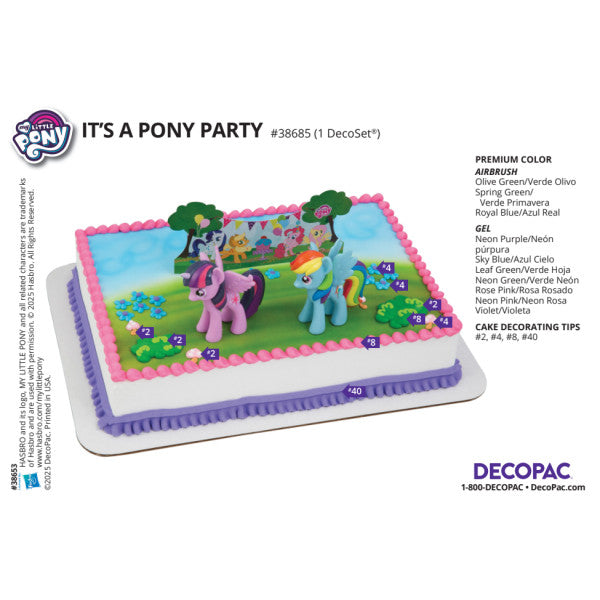 Decorator reference image showing airbrush and gel color suggestions for cake