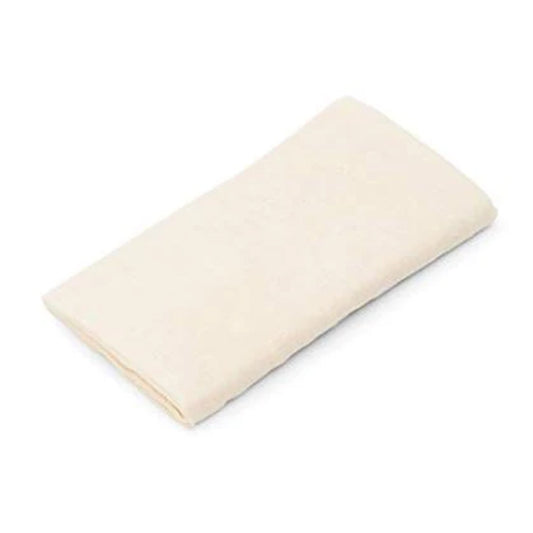 Folded piece of natural unbleached cotton cheesecloth, neatly displayed on a white background.