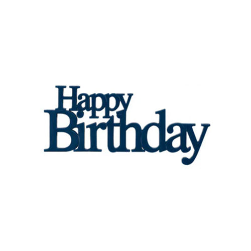 Navy Blue Happy Birthday cake layon with timeless design