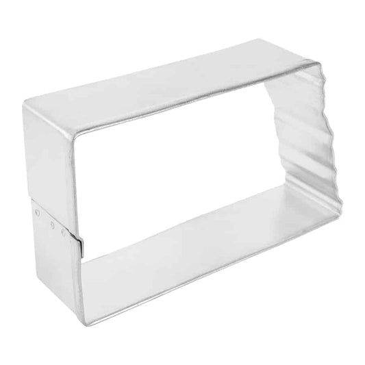 Angled side view of the North Dakota cookie cutter, highlighting its structure and depth.