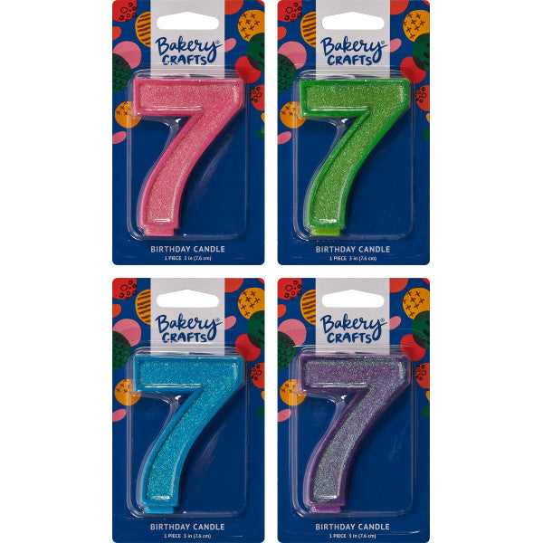 Super Glitter Number Candle #7 - 3"