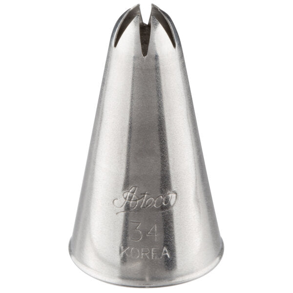 34 closed star piping tip, stainless steel cake decorating nozzle with 0.29 inch opening for shells, stars, fleur-de-lis, rosettes, and flowers