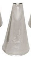 Number 41 stainless steel piping tip with a simple, pointed opening on a white background.