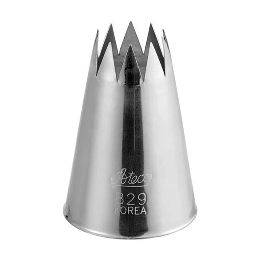 Ateco 829 open star piping tip with a wide 0.79-inch opening and engraved Ateco branding, shown upright against a white background.