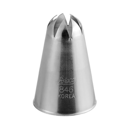 Ateco 846 closed star piping tip with a 0.6-inch opening, engraved with Ateco branding, shown upright against a white background.