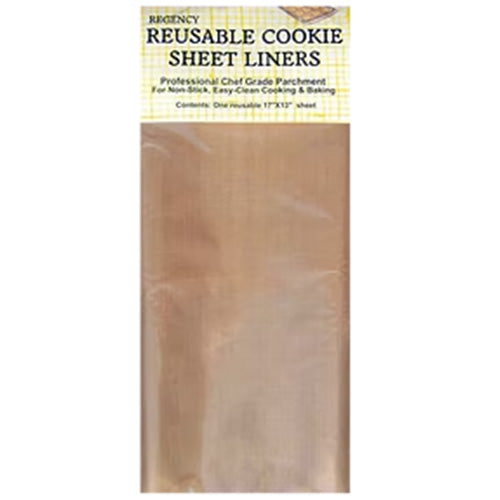 Package of reusable cookie sheet liners, professional chef-grade parchment for non-stick baking and easy cleanup.