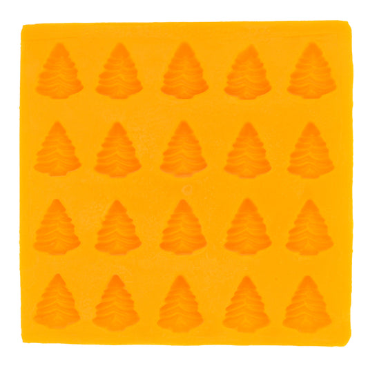 Full sheet of Pine Tree Rubber Mint Molds with 20 cavities, perfect for creating festive cream cheese mints or holiday-themed confections.