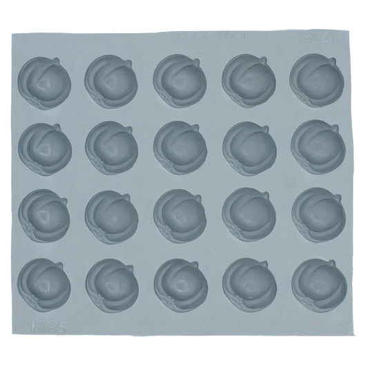 Full sheet of rubber mint molds with 20 cavities, designed for creating apple or pumpkin-shaped candies or mints.