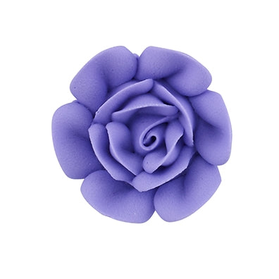 Purple royal icing rose with detailed petals for elegant cakes.