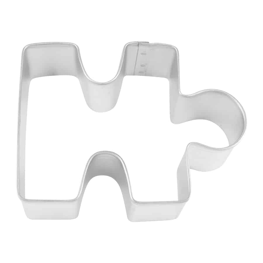 Puzzle Piece Cookie Cutter with interlocking edges, designed for unique cookie creations.