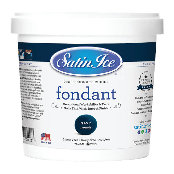 Navy Blue Colored and Vanilla Flavored Fondant in a 2 Pound Container