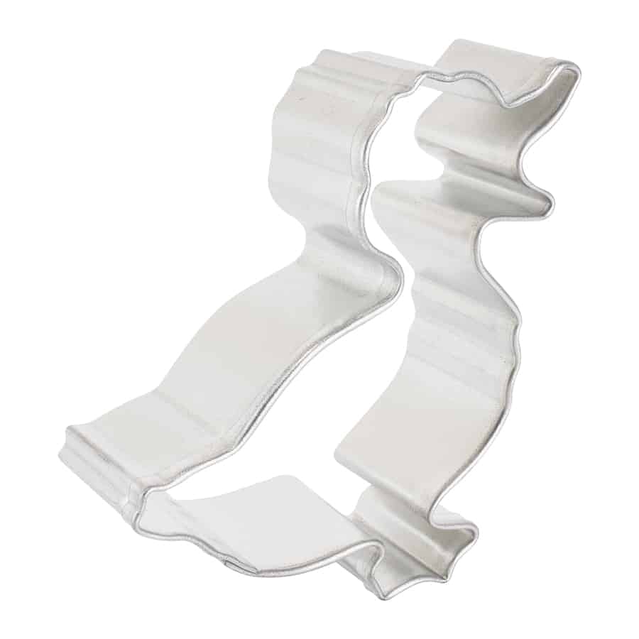 Angled view of the duck-shaped cookie cutter showing its depth and sturdy construction.