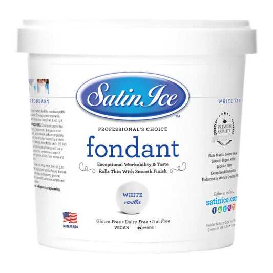White Colored and Vanilla Flavored Fondant in a 2 Pound Container