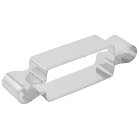 Angled side view of the rolling pin cookie cutter, showcasing its depth and smooth edges.