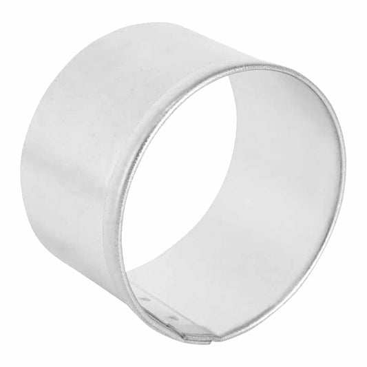 Angled side view of the round biscuit cutter, highlighting its depth and sturdy construction.