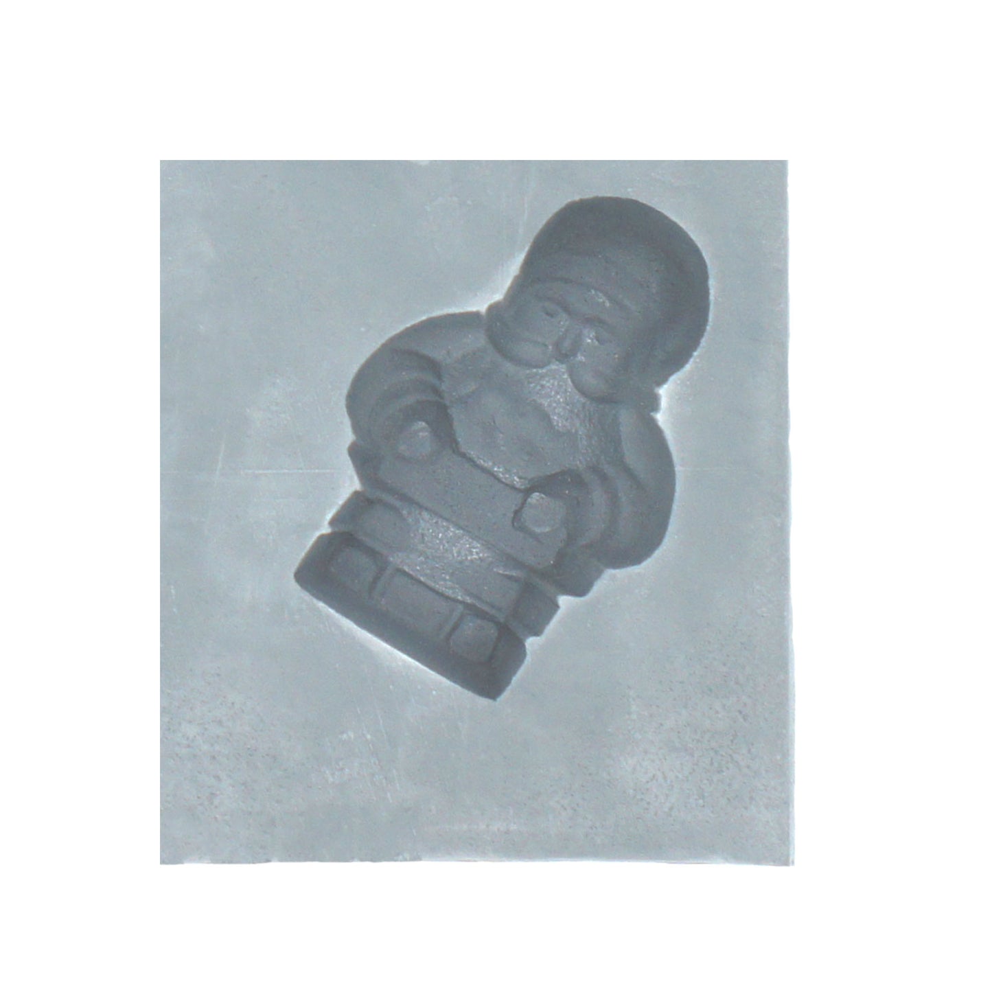 Close-up of Santa in chimney rubber mint mold with festive holiday details for candy making