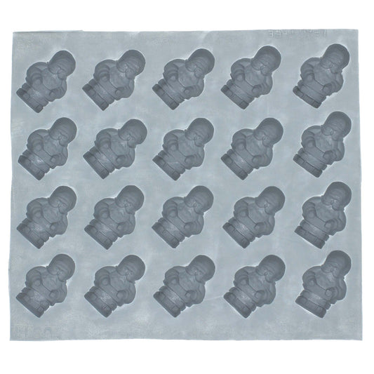 Full sheet of Santa in chimney rubber molds featuring 20 cavities for holiday-themed treats