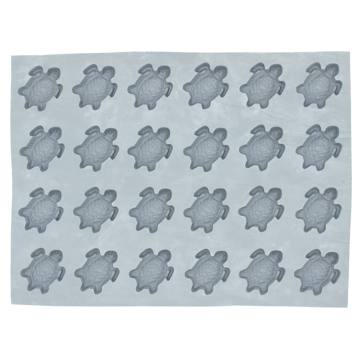 Full sheet sea turtle rubber mint mold featuring multiple detailed cavities for ocean-inspired mint and candy making
