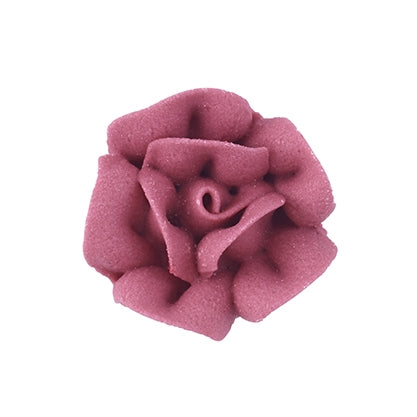 Dusty rose small royal icing flower in mauve hue, 3/4 inch edible floral accent for vintage-style desserts