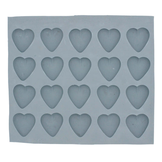 Full sheet of the Large Heart Rubber Mint Mold featuring 20 heart-shaped cavities, perfect for themed treats and edible favors.