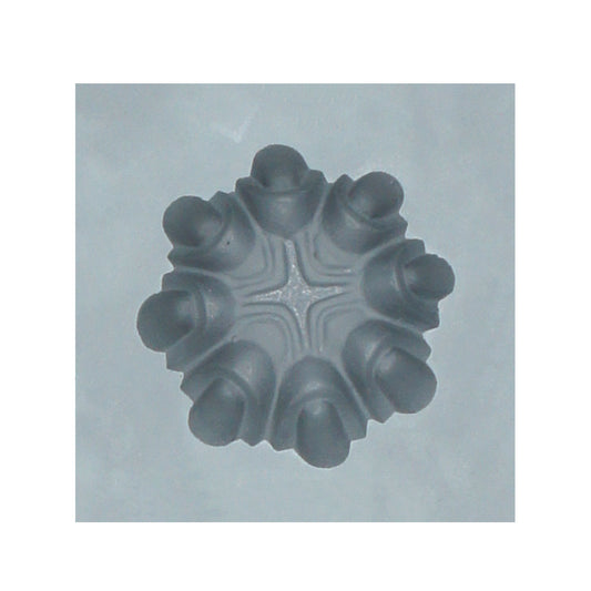 Close-up of a single cavity from the Snowflake Rubber Cream Cheese Mint Mold, featuring an intricate snowflake shape ideal for holiday mints and chocolates.