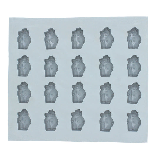 Full sheet of small snowman rubber mint molds for making winter-themed candy or mints