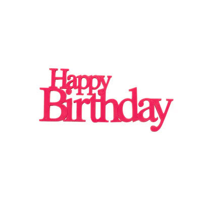 Red Happy Birthday cake layon with classic bold lettering