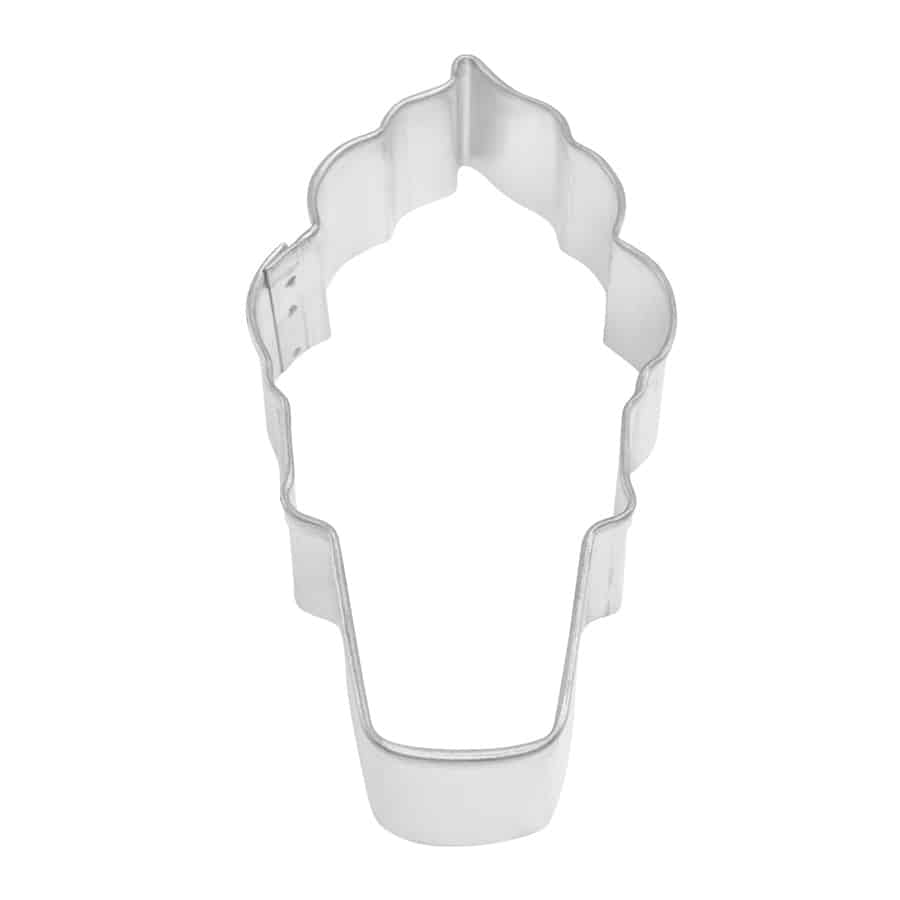 Stainless steel Soft Serve Ice Cream Cone Cookie Cutter, top view.