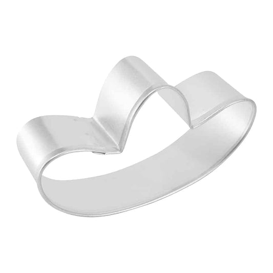 Angled side view of a sombrero-shaped cookie cutter with reinforced edges.