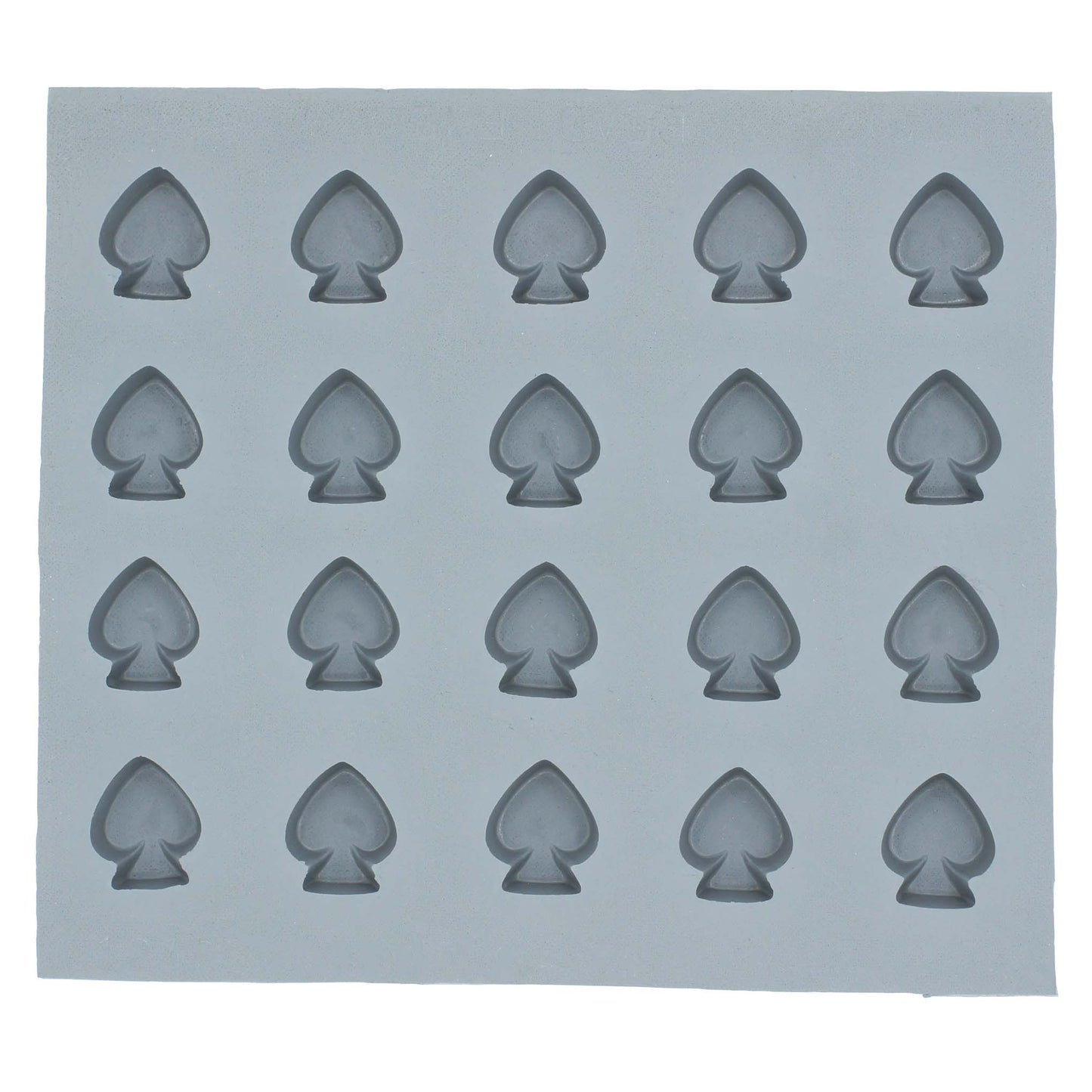 Full sheet of Spade Suit Rubber Mint Mold featuring multiple spade-shaped cavities ideal for themed mints, fondants, or chocolates.