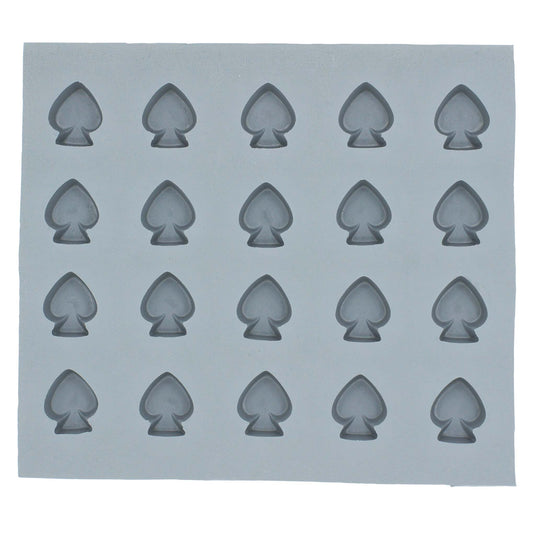 Full sheet of Spade Suit Rubber Mint Mold featuring multiple spade-shaped cavities ideal for themed mints, fondants, or chocolates.