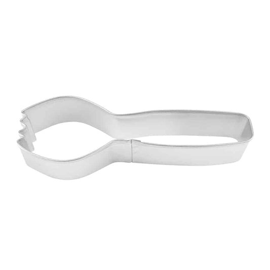 Side view of a sturdy spork-shaped cookie cutter with reinforced edges.