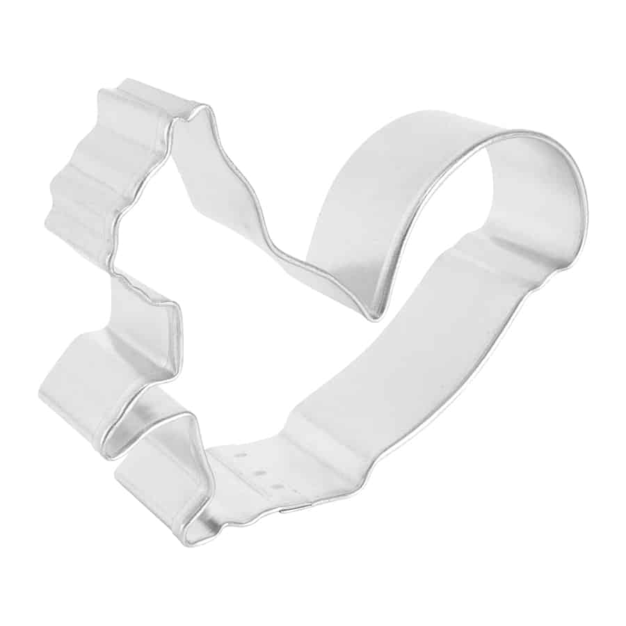 Side view of the squirrel cookie cutter, showing its depth and sturdy construction for cutting precise cookie shapes.
