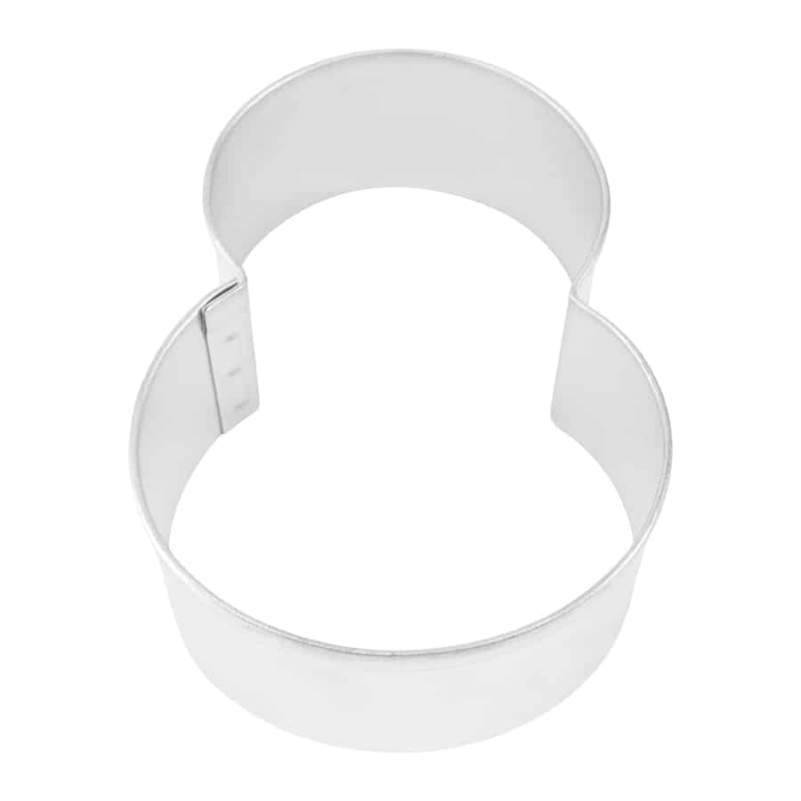 Metal number 8 cookie cutter displayed against a white background.