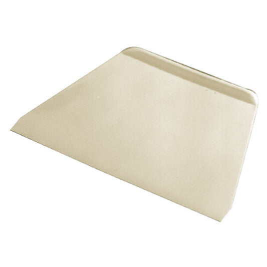 Wide thermoplastic icing scraper with a beveled edge, ideal for smoothing cake frosting.