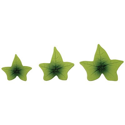 Finished green ivy leaves in small, medium, and large sizes