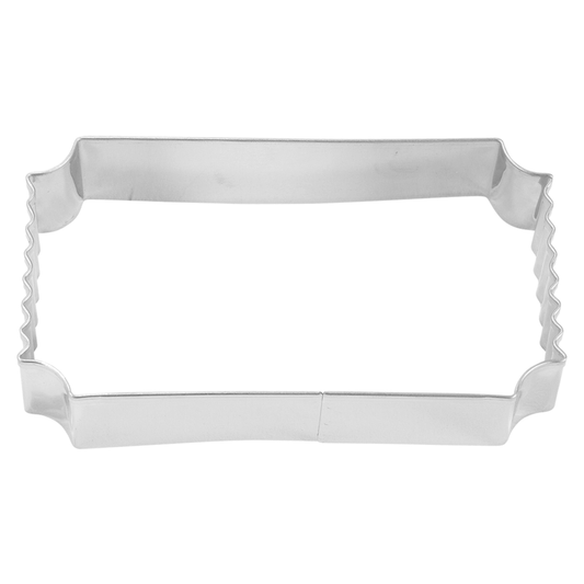 Ticket Cookie Cutter - 3.75-inch metal cookie cutter in the shape of a classic event ticket with decorative edges.