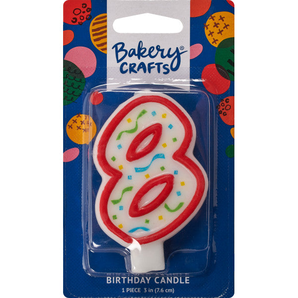 Confetti Number Candle w/ Red Outline (0 - 9)