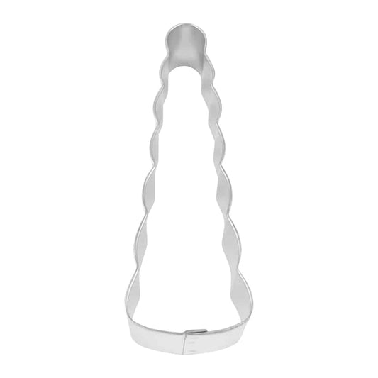 Unicorn Horn Cookie Cutter made of metal, featuring a tall, tapered shape with a wavy edge.