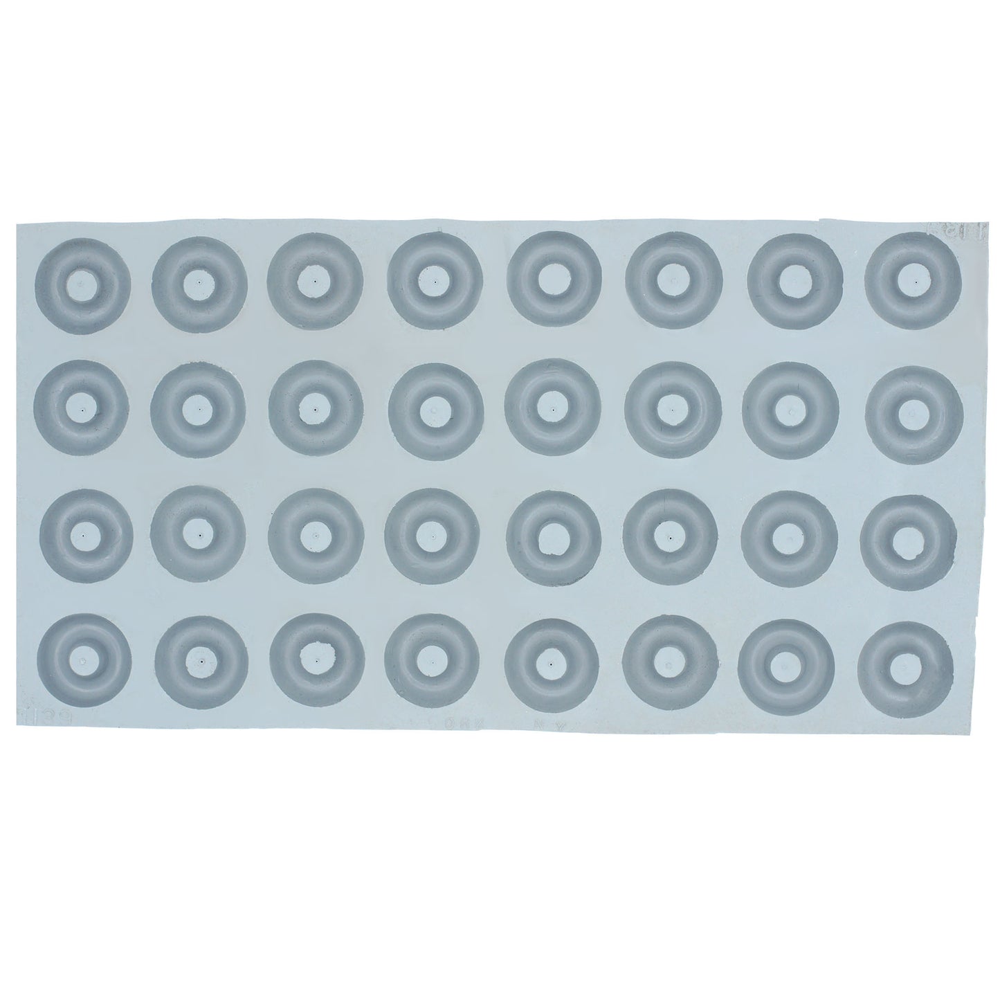 Full sheet of the Ring Rubber Mint Mold with 30 circular cavities, perfect for batch-making mint rings, candy wreaths, or wedding-themed sweets.