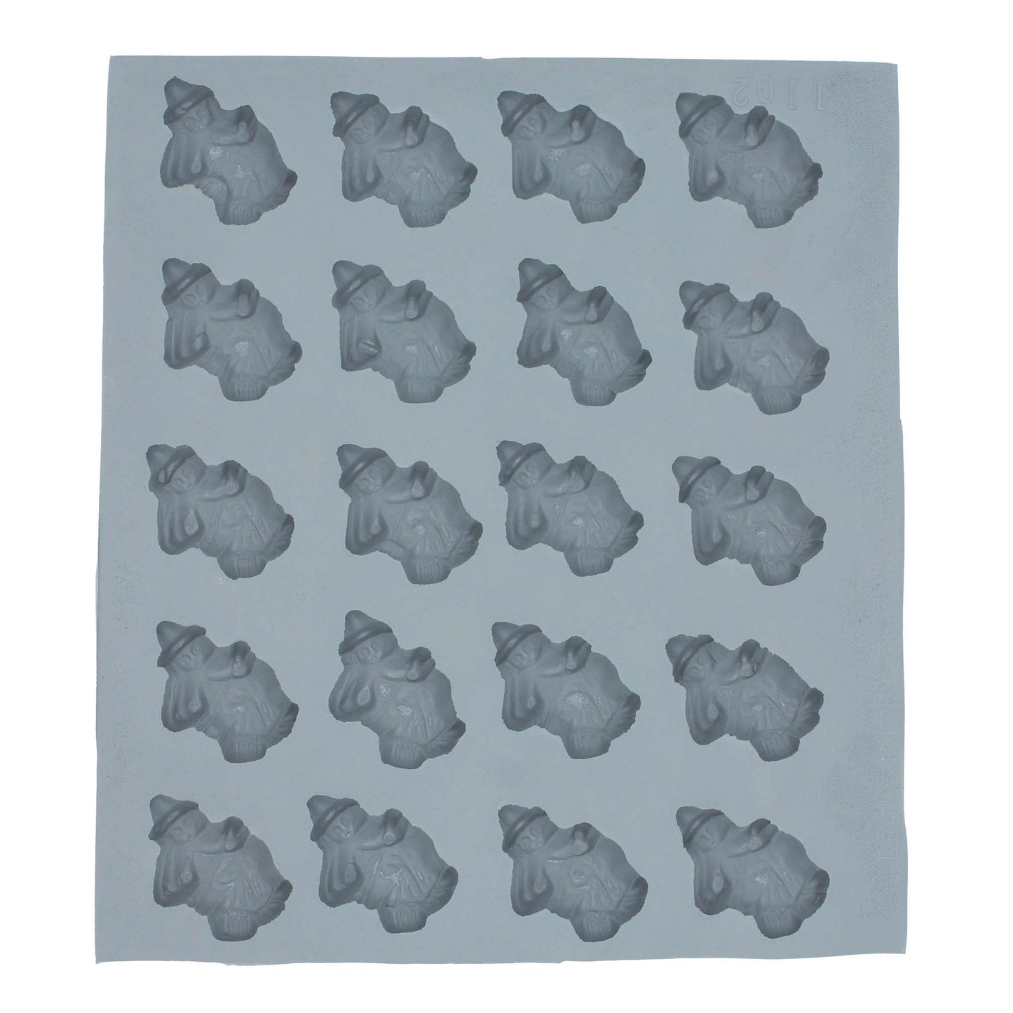 Full sheet of Halloween witch rubber mint molds arranged in neat rows, ideal for seasonal candy making.