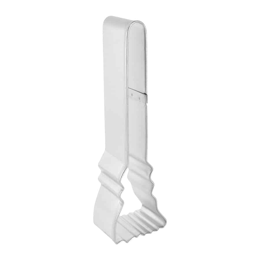 Side view of the witches broom cookie cutter, showcasing its depth and sturdy construction.
