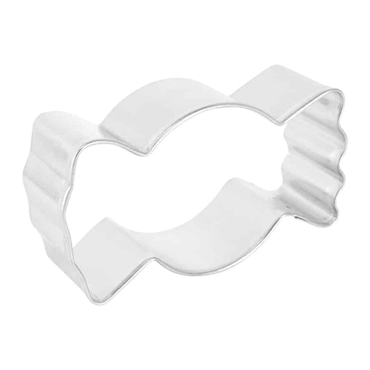 Angled view of the candy cookie cutter, showing its depth and fluted edges.