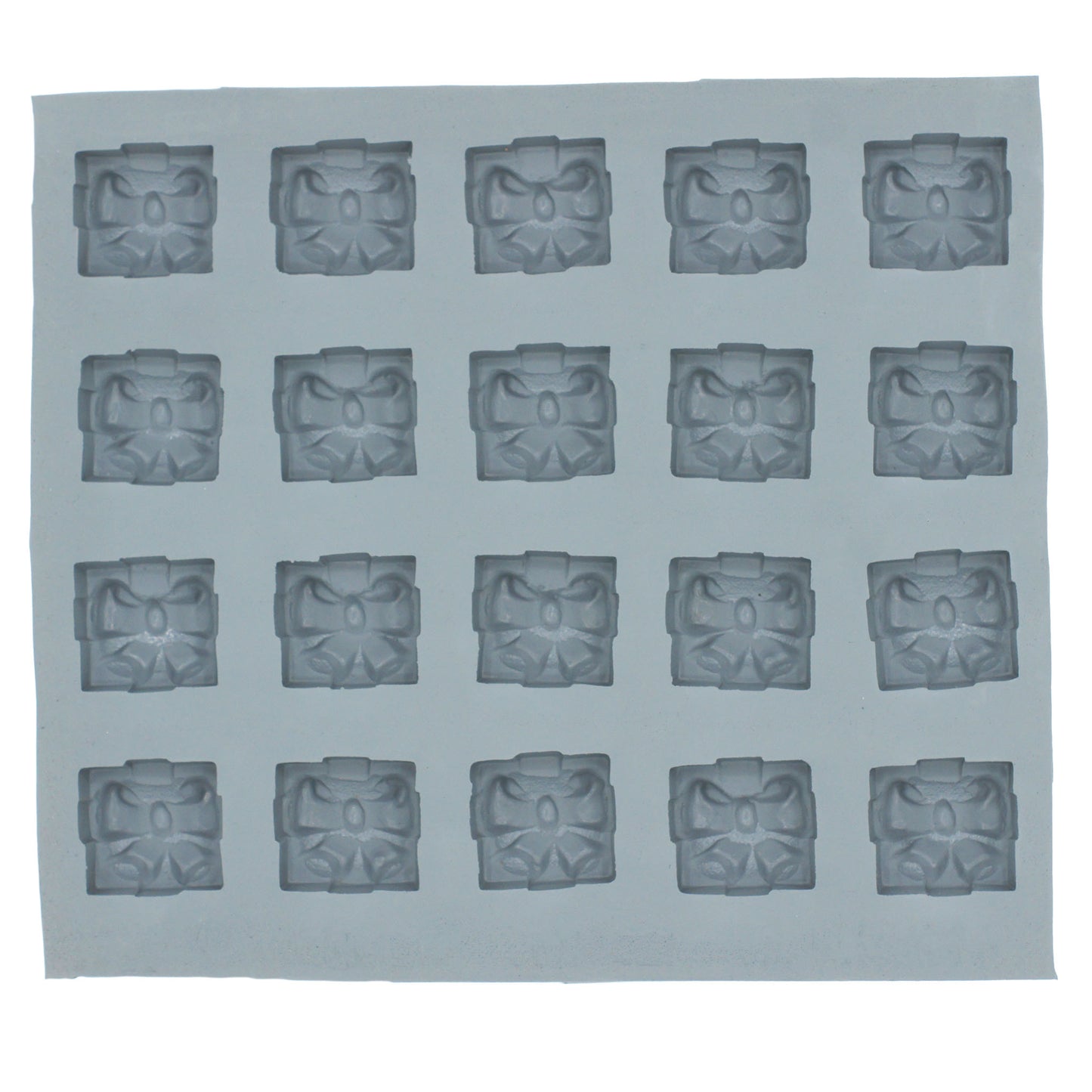 Full sheet of Christmas present rubber mint molds for holiday-themed candy or cream cheese mints